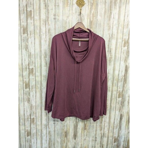 Calvin Klein Women's Performance Cowl Neck Sweatshirt Purple Pink Athleisure 2X - Picture 1 of 12